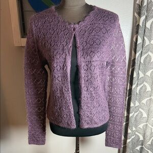 Calme Wool Blend Crocheted Cardigan Sweater SZ Large
